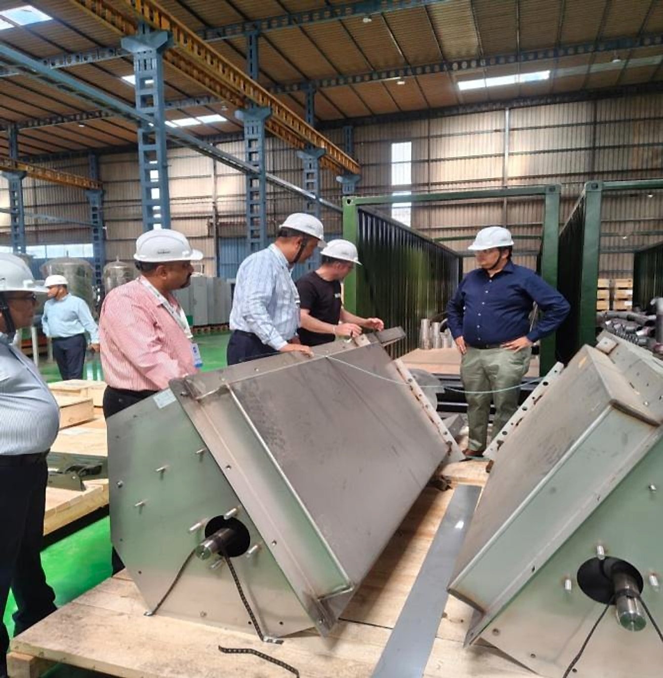 Reliance team inspecting fabricated equipment